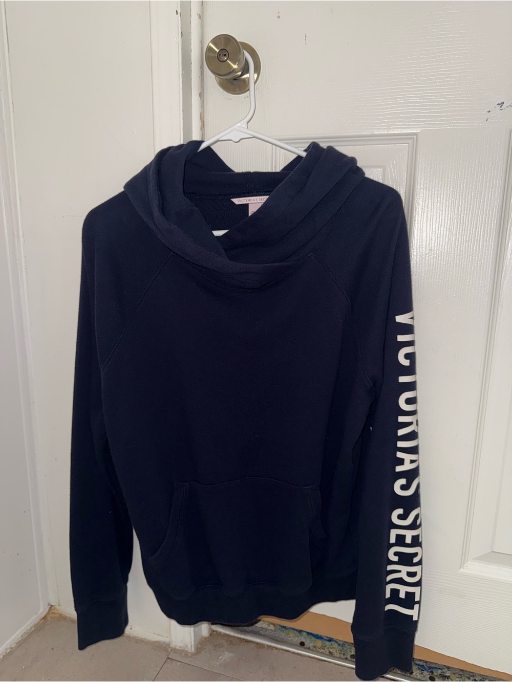 Victoria’s Secret Navy Logo Sleeve Hoodie Size Medium